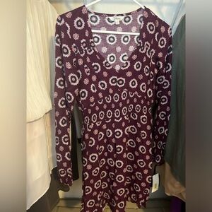 Takara Floral Patterned Dress - Burgundy and Pink